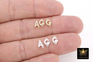 14 K Gold Filled CZ Alphabet Connectors, 7 mm 925 Sterling Silver Initial Links, Letters, Words, Personalized Permanent Jewelry